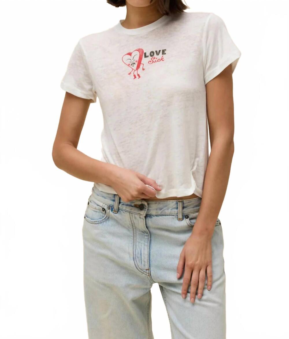 NEW DAYDREAMER love sick heart burnout vintage tee in white
